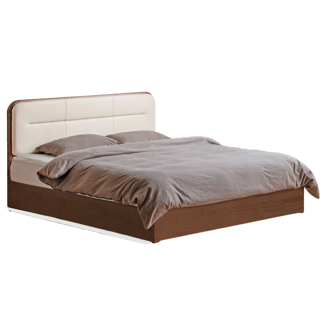 Oak, Rubberwood Solid Wood Bed — Modern Minimalist Box Bed