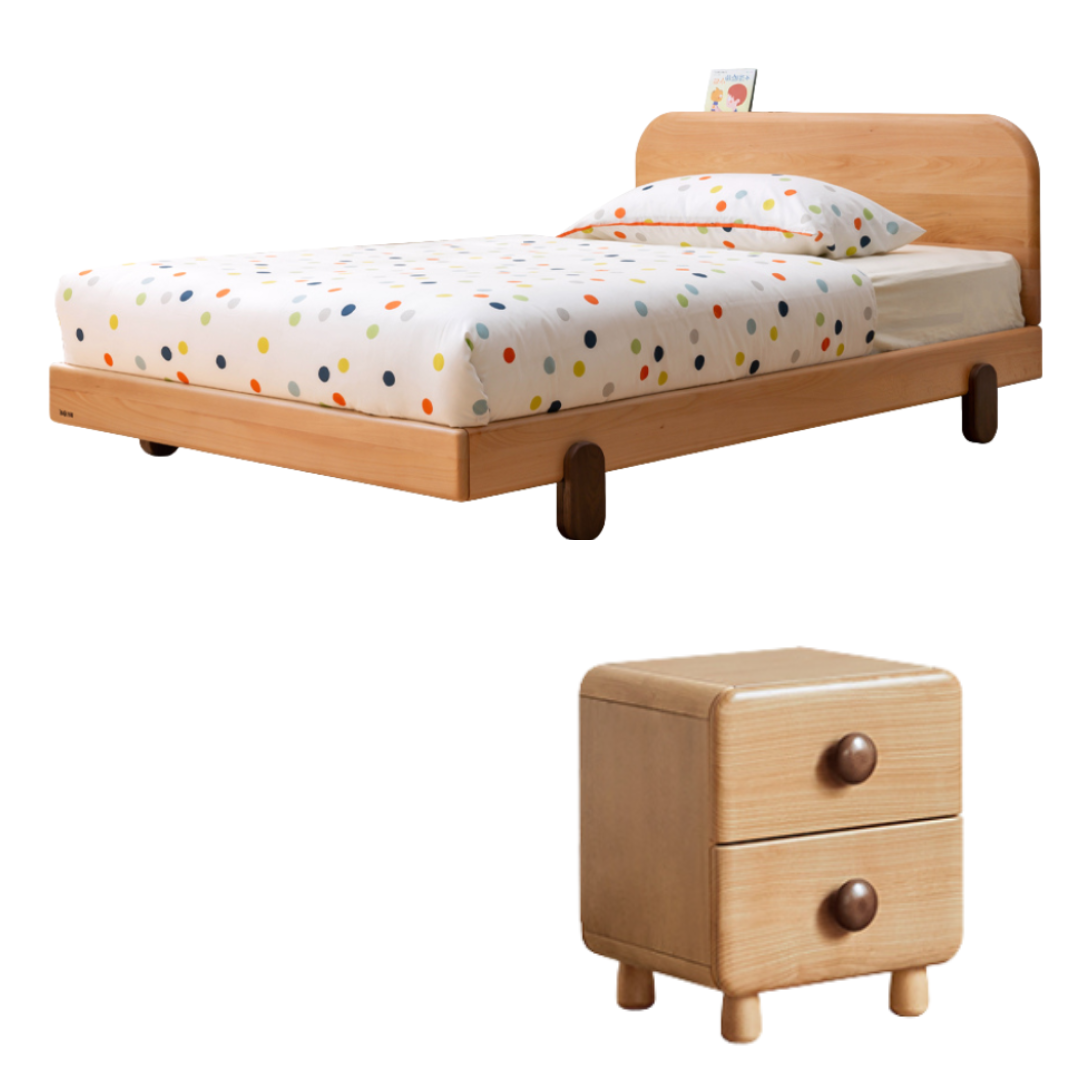 Beech, Oak Solid Wood Children's Bed — Nordic Modern Minimalist Style