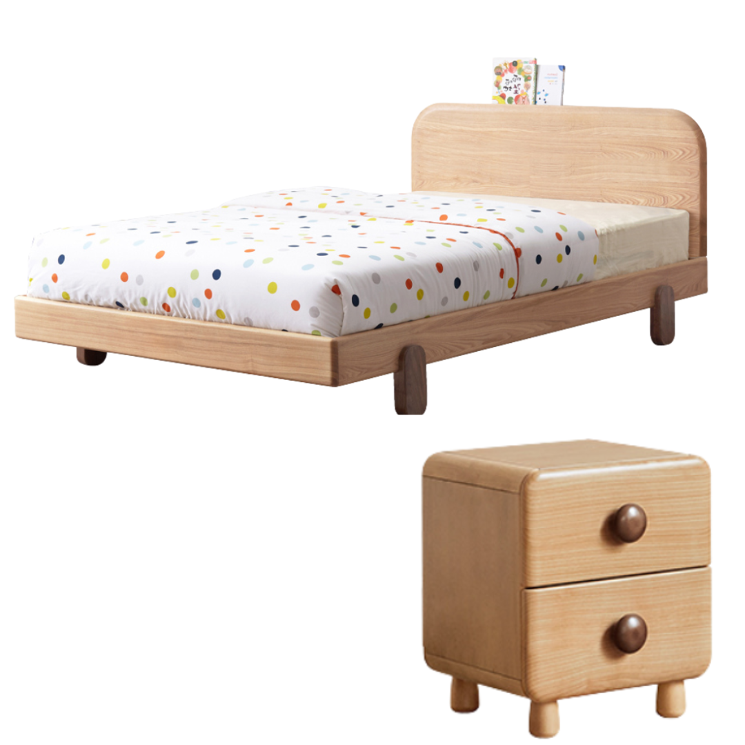 Beech, Oak Solid Wood Children's Bed — Nordic Modern Minimalist Style