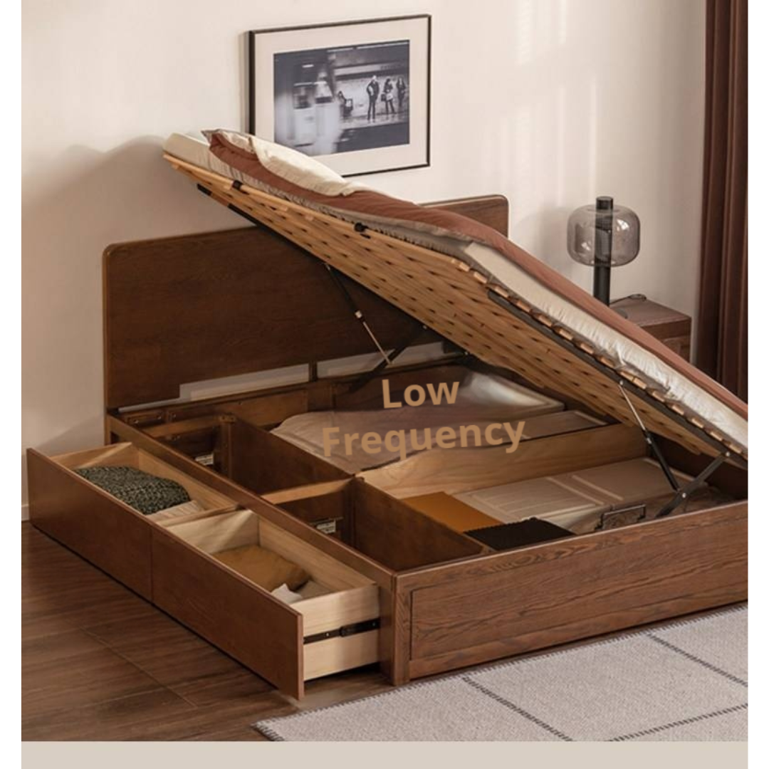 Oak Solid Wood Box Bed, Platform Box Bed, Headboard-Free Bed – Modern Minimalist Style