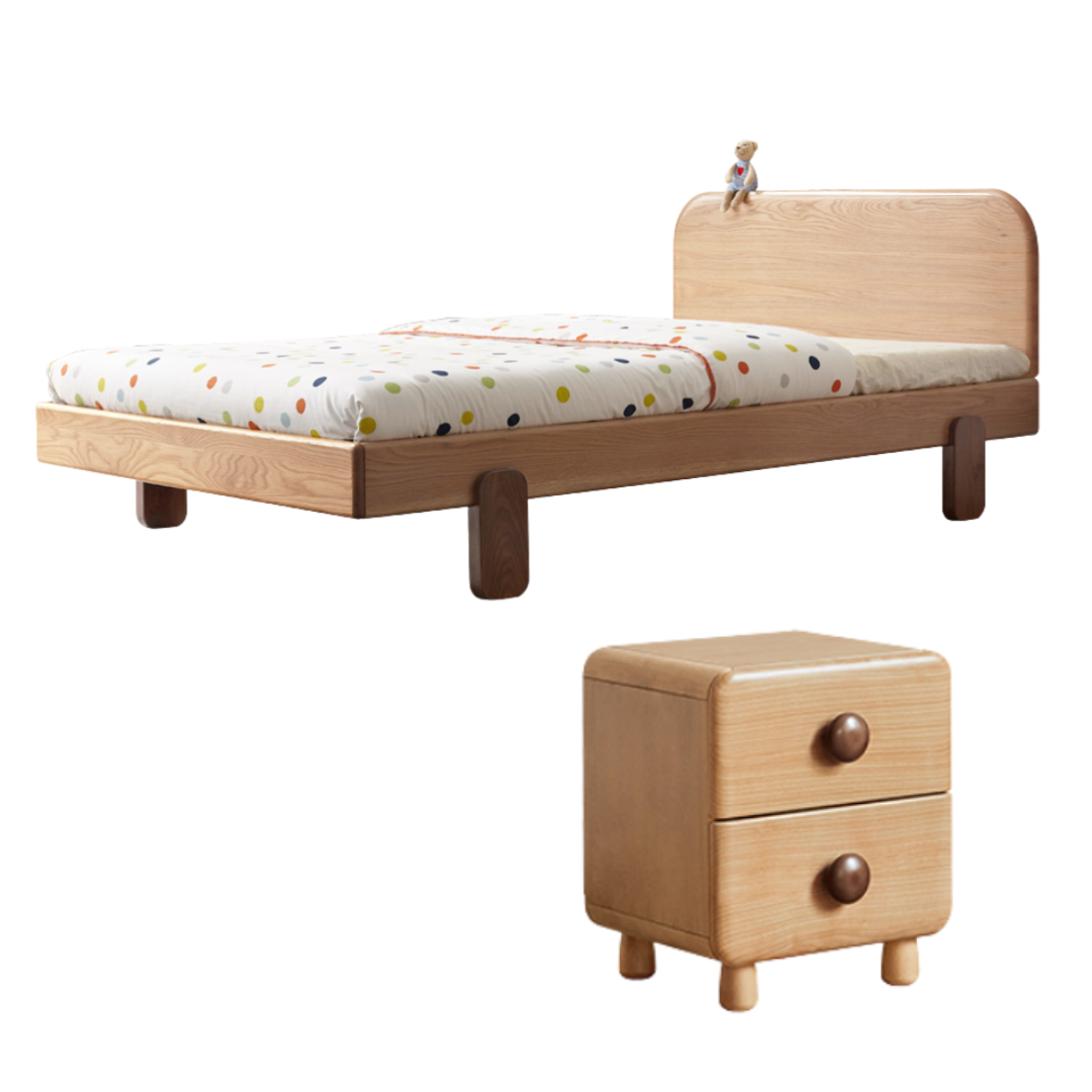 Beech, Oak Solid Wood Children's Bed — Nordic Modern Minimalist Style