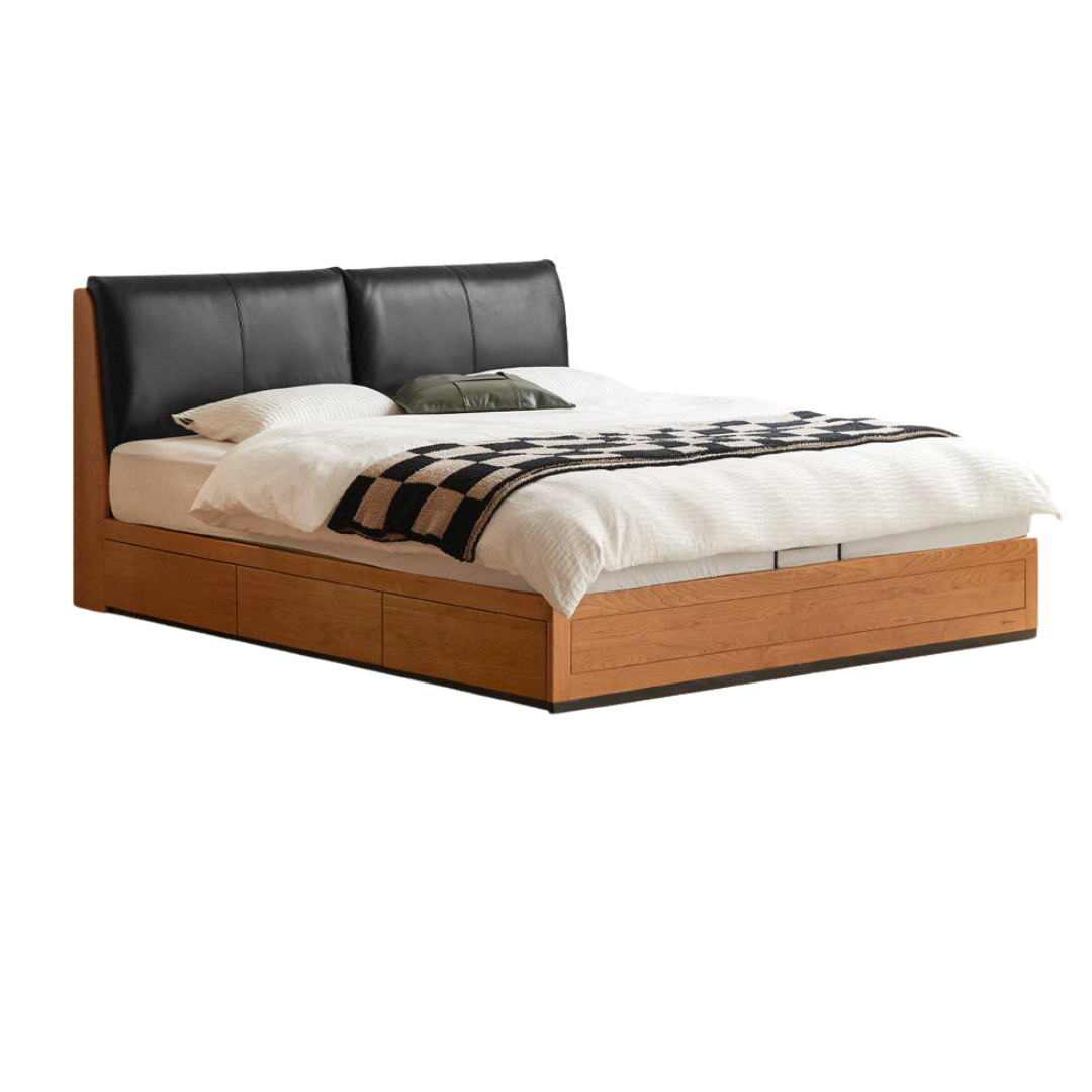 Cherry Solid Wood Box Bed Vintage Style