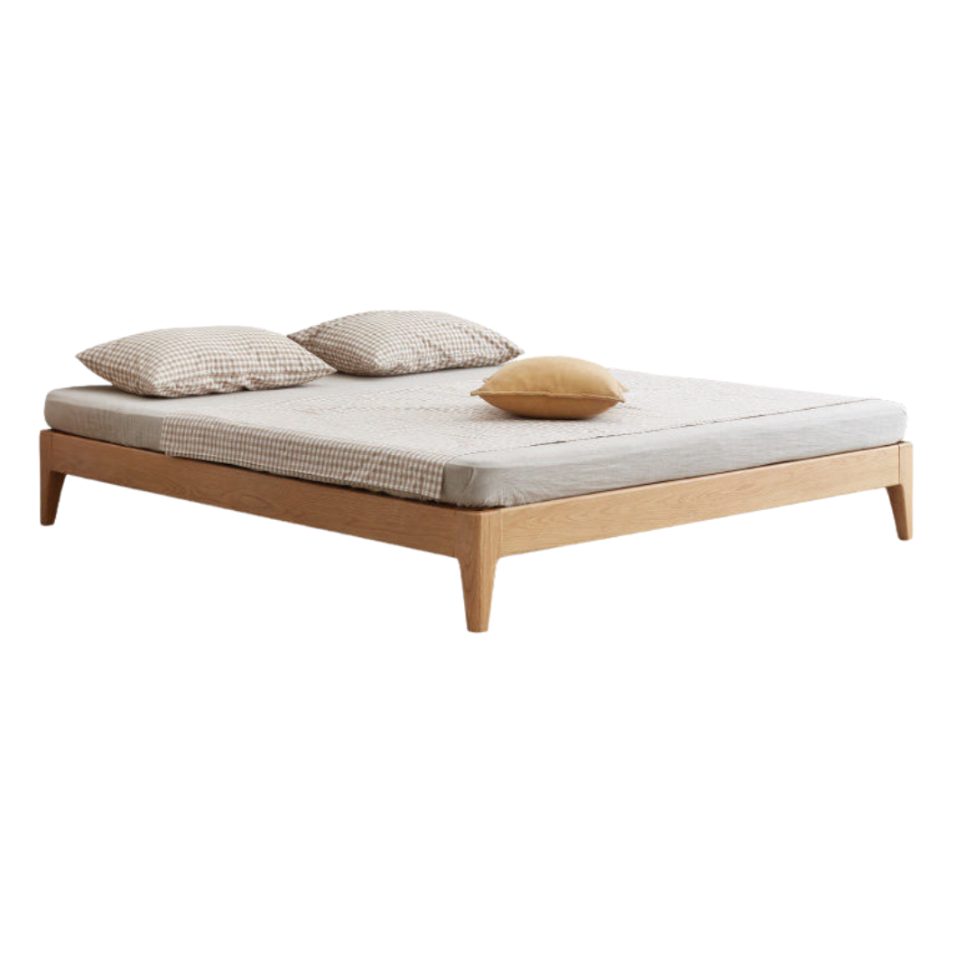 Oak, Ash Solid Wood Platform Bed, Headboard-Free Bed Modern Minimalist