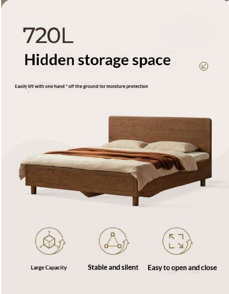 Black Walnut Solid Wood Italian Luxury Storage Bed