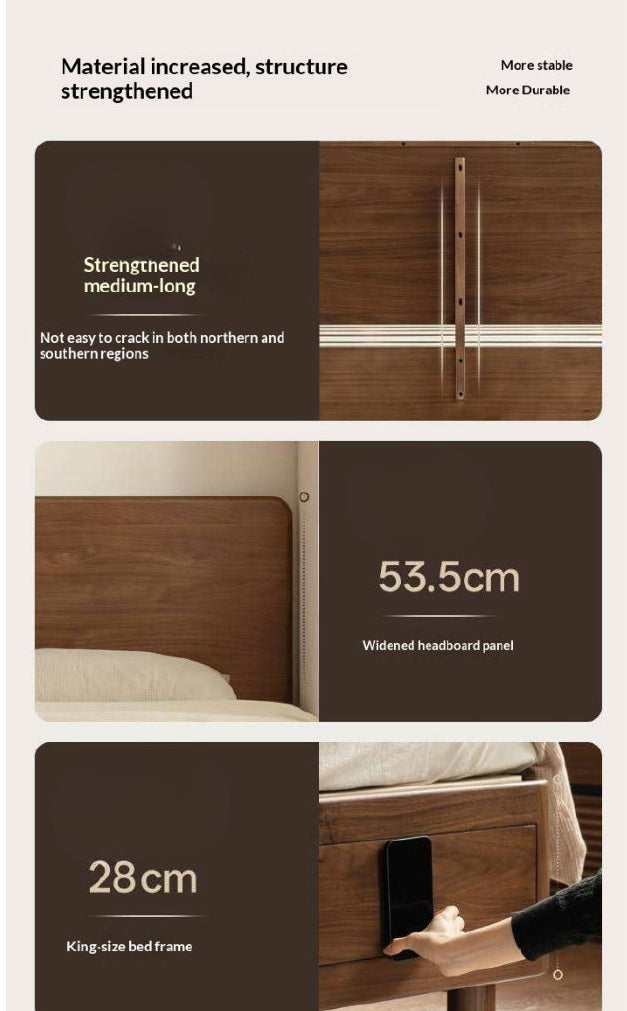 Black Walnut Solid Wood Italian Luxury Storage Bed