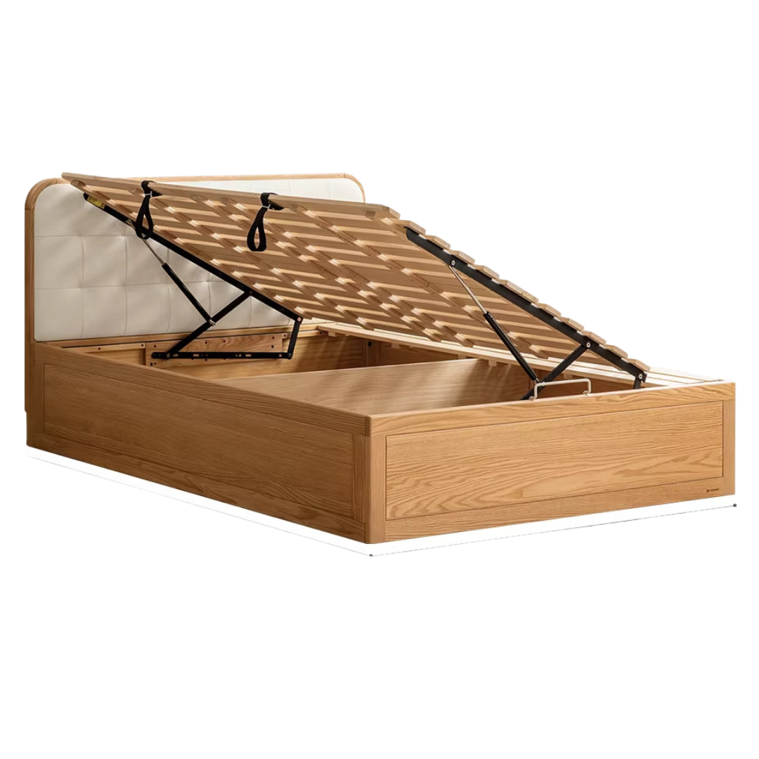 Oak, Rubberwood,Beech Solid Wood Montessori Children's Bed — Soft Upholstered Bed