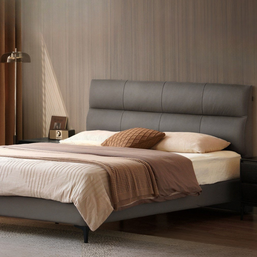 Luxury Genuine Leather Modern Minimalist Bed