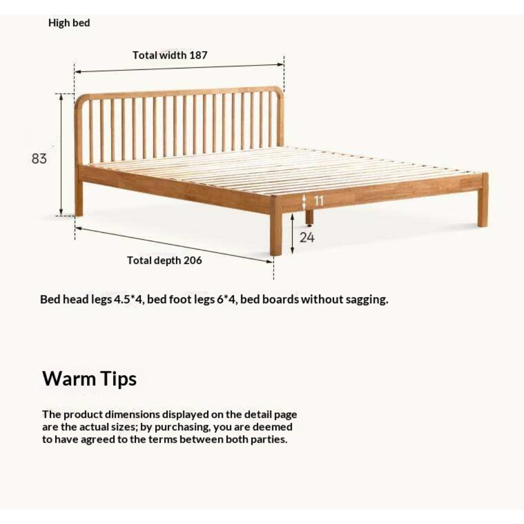European Beech,Rubberwood Solid Wood Bed Modern Simple