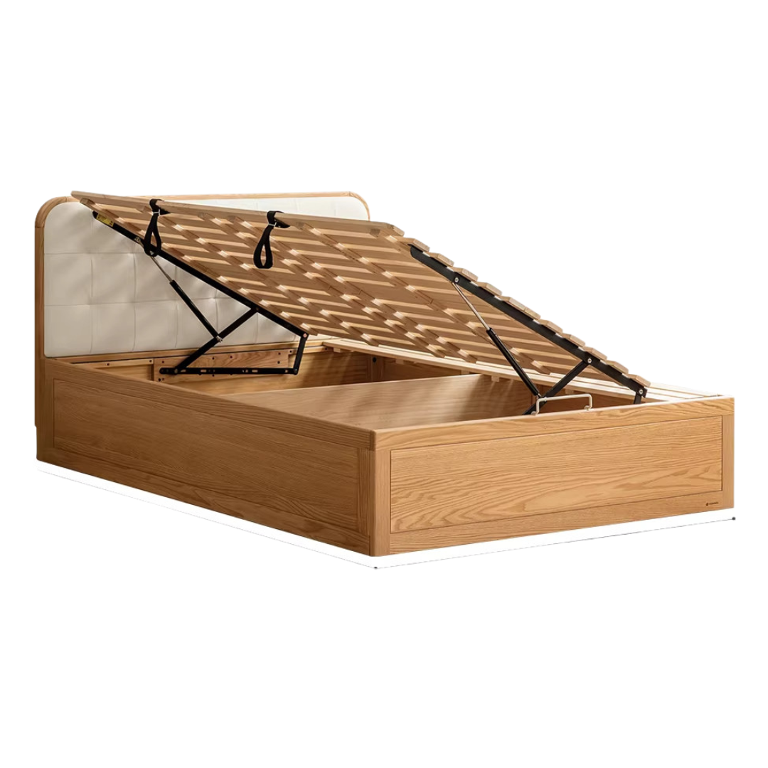 Oak, Rubberwood,Beech Solid Wood Montessori Children's Bed — Soft Upholstered Bed
