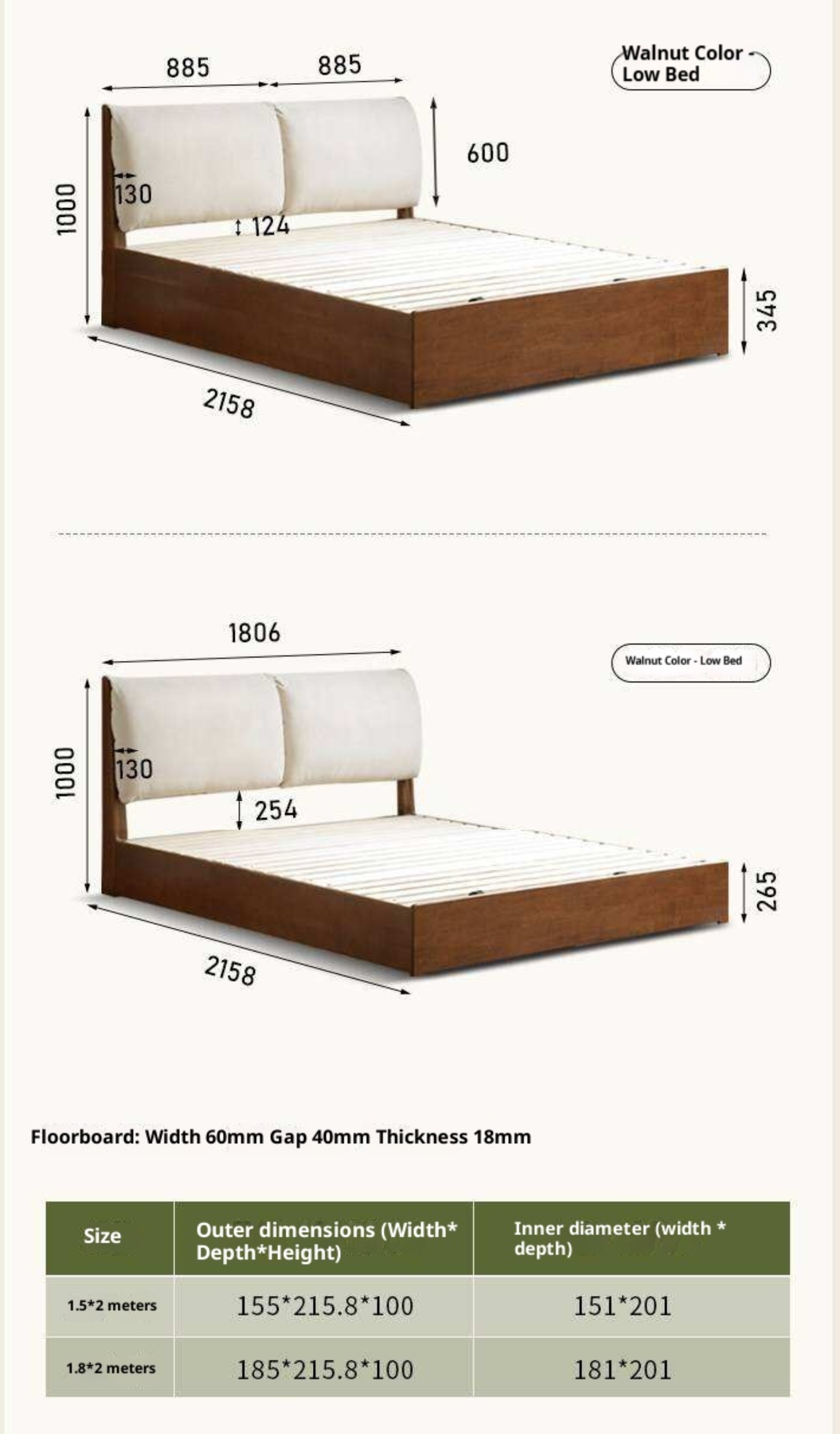 Rubberwood Solid Wood Storage Bed with Lift-Up Base and Soft Upholstered Headboard
