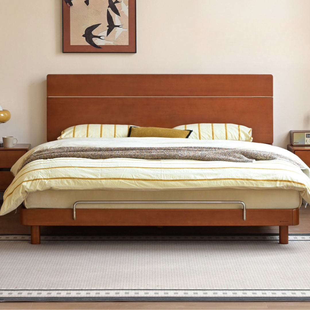 Poplar Solid Wood with High Headboard and Large Board Bed