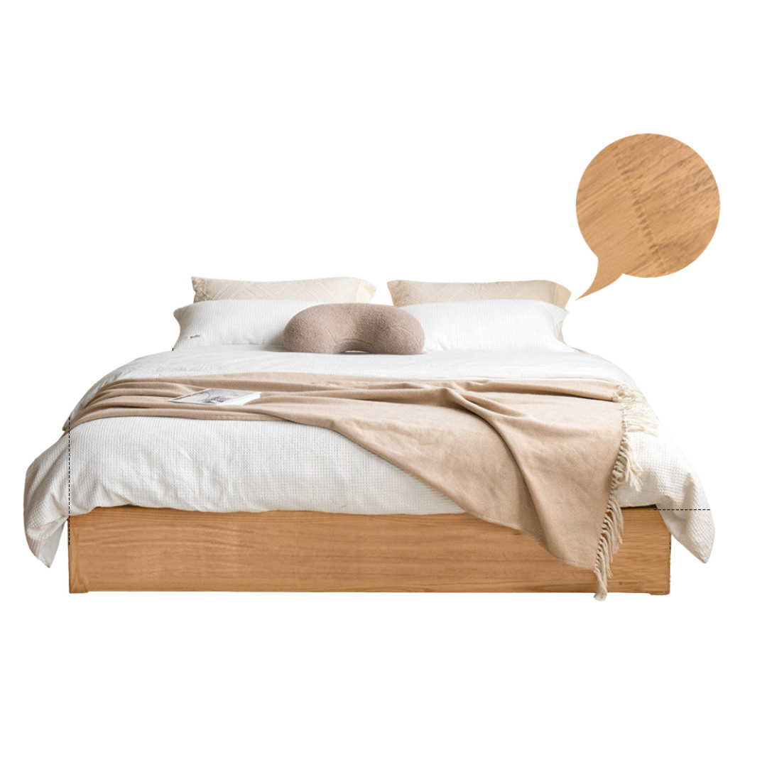 Rubberwood Solid Wood Modern Minimalist Storage Platform Bed