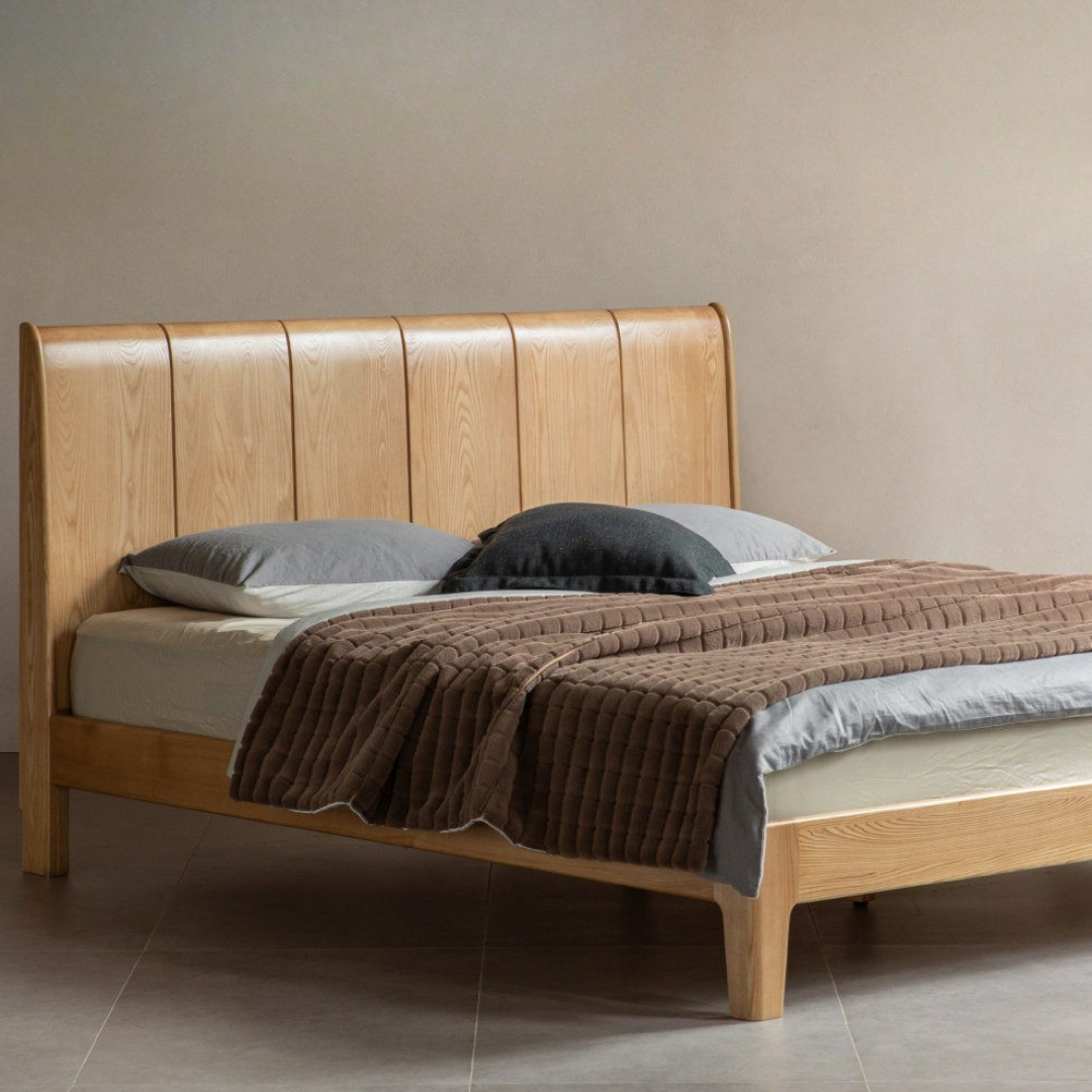 Ash Solid Wood Channel Tufted Platform Bed
