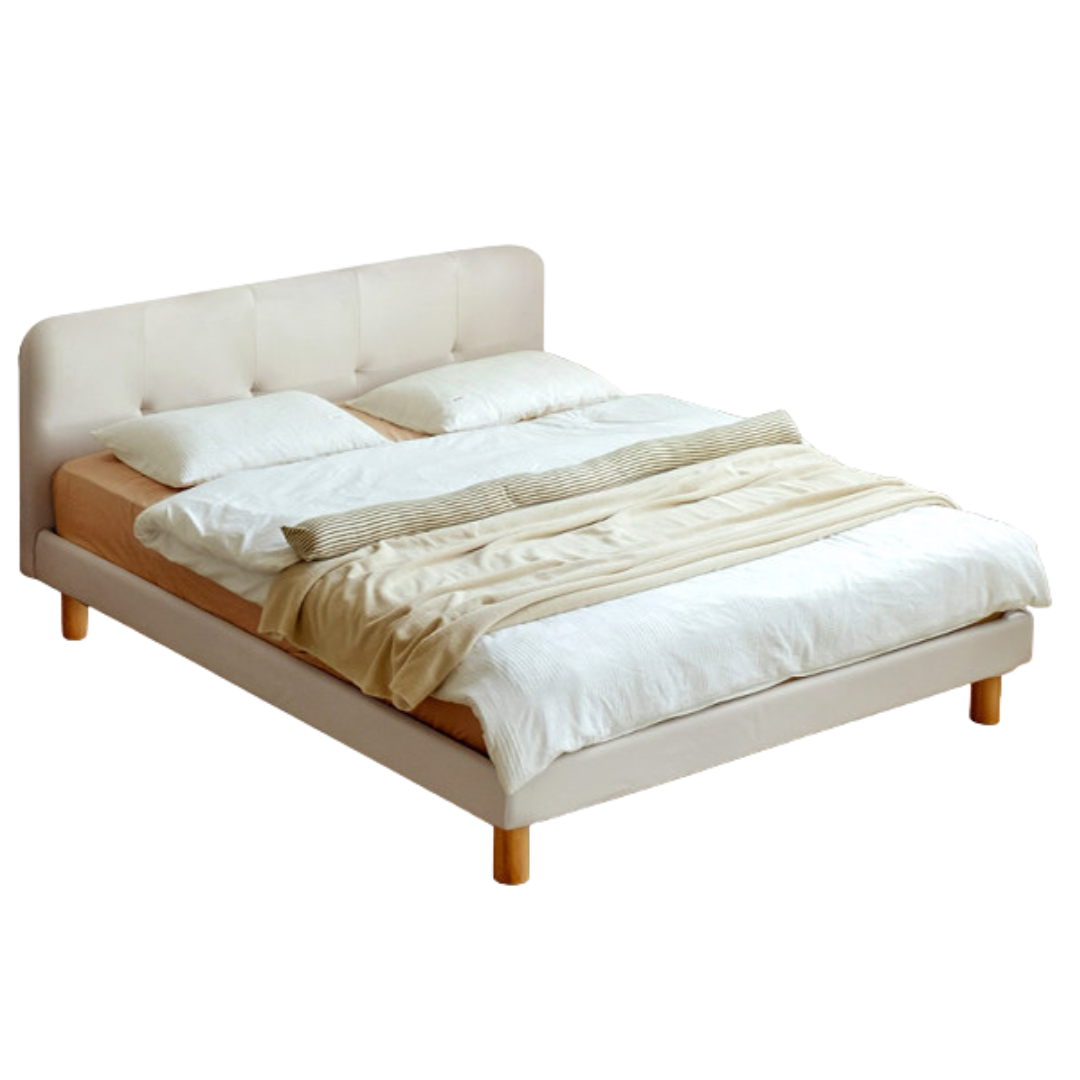 Fabric Nordic Simple Soft Bed Cream Style