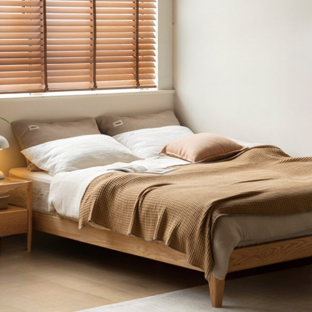 Oak, Ash Solid Wood Platform Bed, Headboard-Free Bed Modern Minimalist