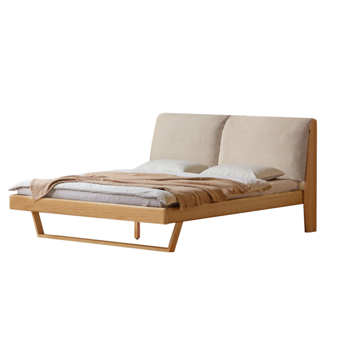 Oak, Ash Solid Wood Genuine Leather, Ecological Leather Suspended Bed Italian Light Luxury