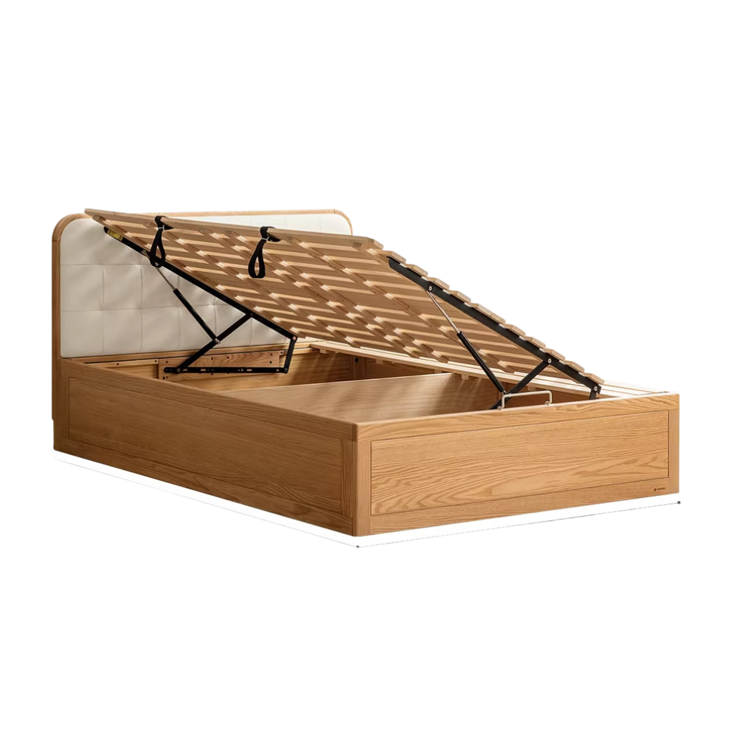 Oak, Rubberwood,Beech Solid Wood Montessori Children's Bed — Soft Upholstered Bed