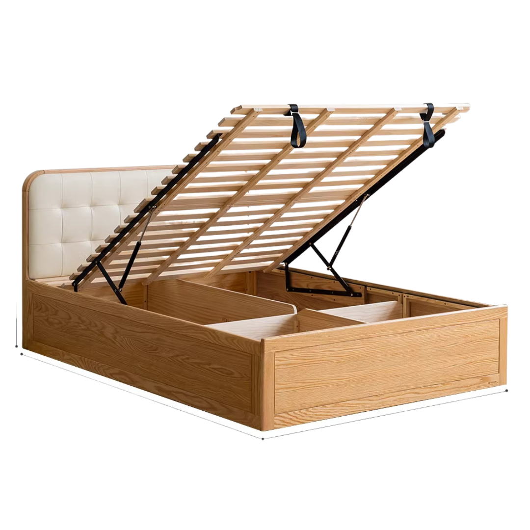 Oak, Rubberwood,Beech Solid Wood Montessori Children's Bed — Soft Upholstered Bed