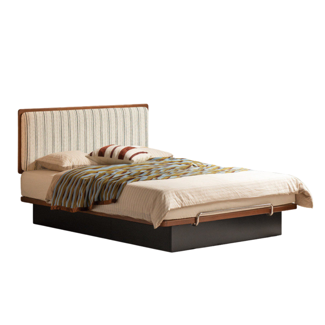 Poplar Solid Wood Channel Tufted Platform Bed with Gas Lift Storage
