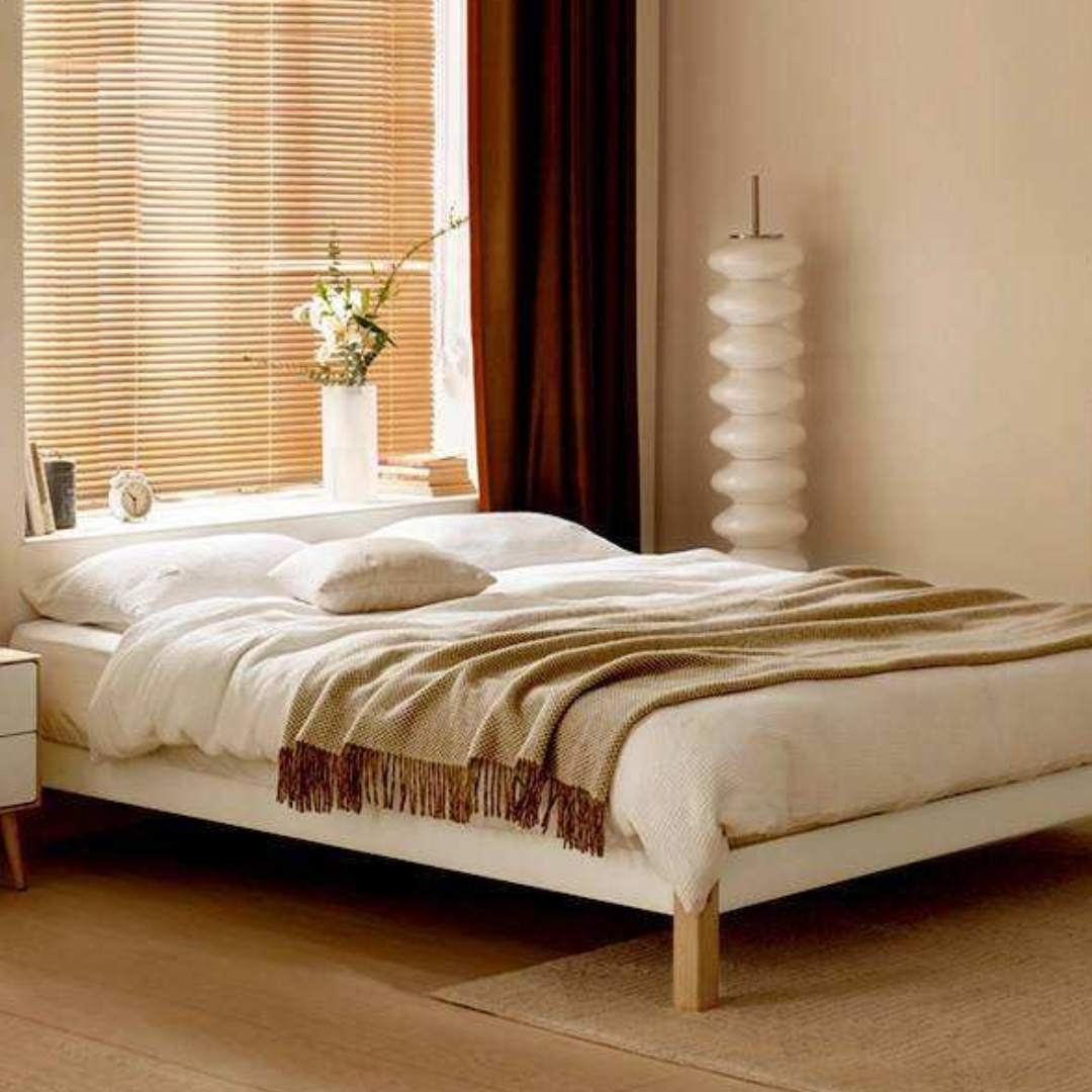 Beech Solid Wood Modern Minimalist Style Platform Bed