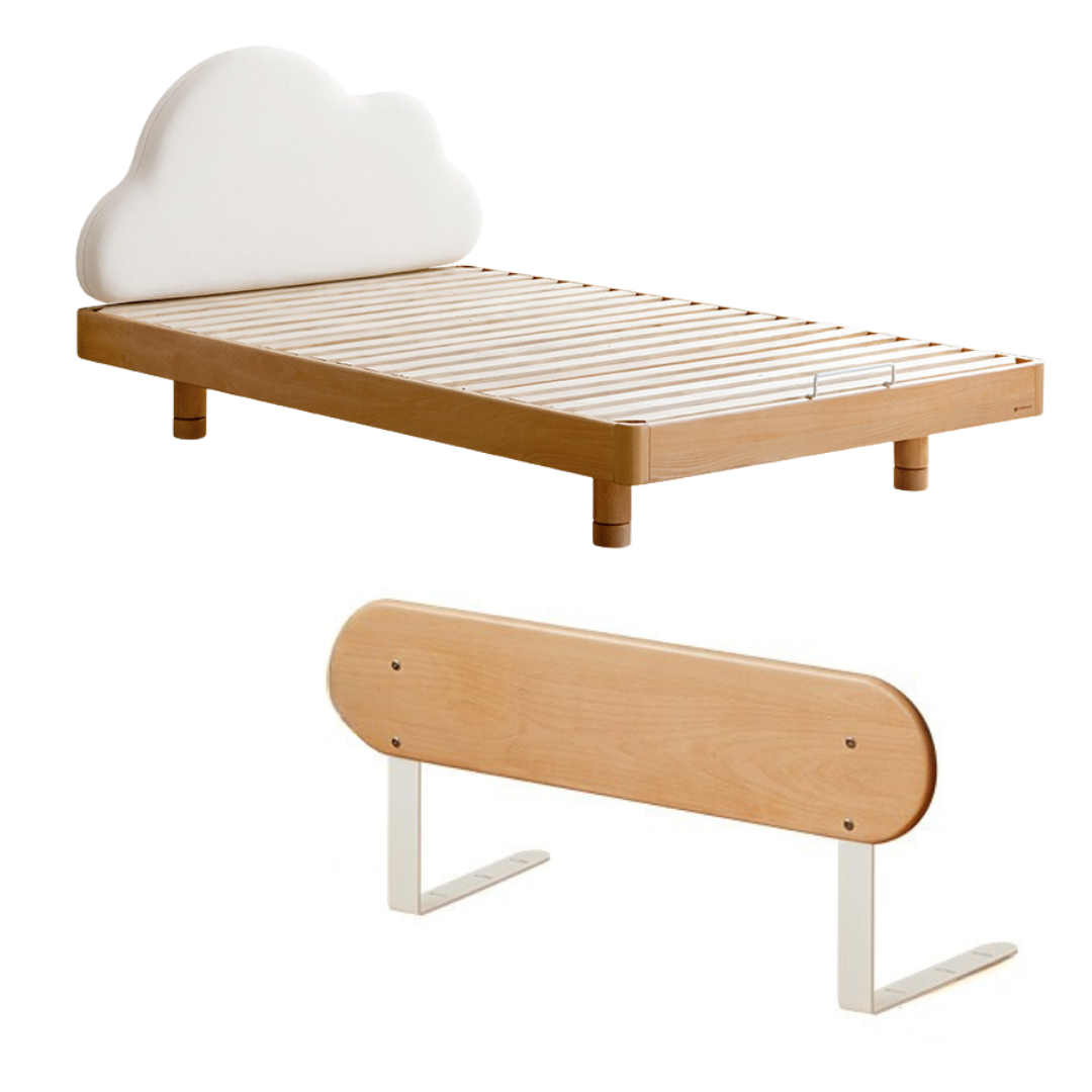 Beech Solid Wood Children's Splicing Platform Bed, Headboard-Free Bed