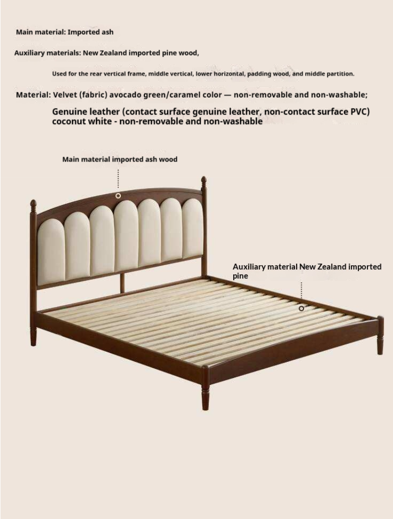 Ash Solid Wood Arched Channel Tufted Platform Bed with Turned Posts