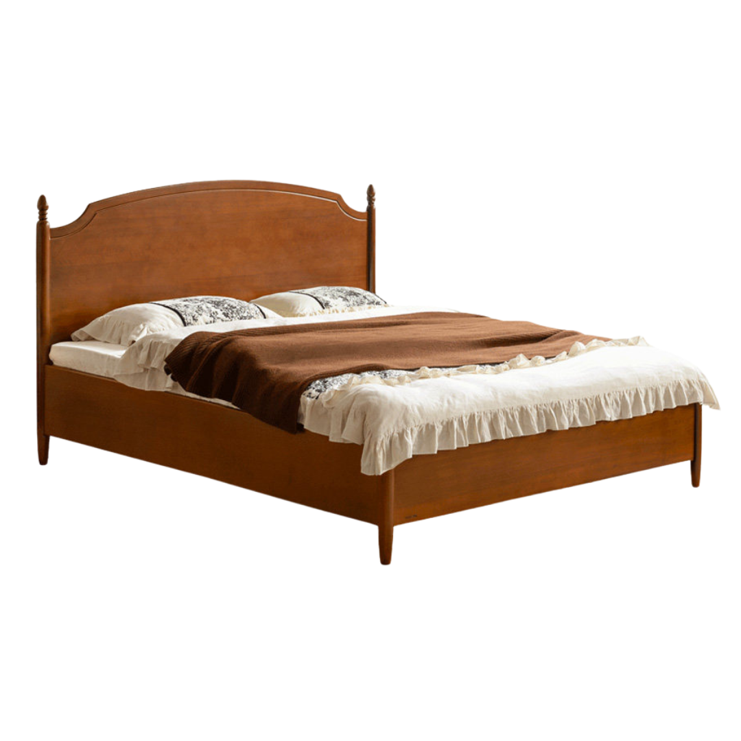 Poplar, Cherry Solid Wood French Retro Large Board Bed