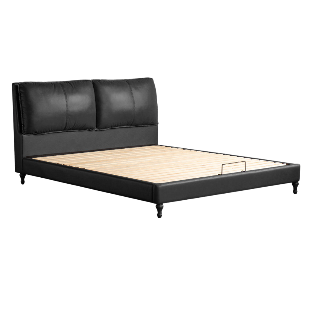 Genuine Leather Soft Upholstery, Light Luxury Bed American Retro Style