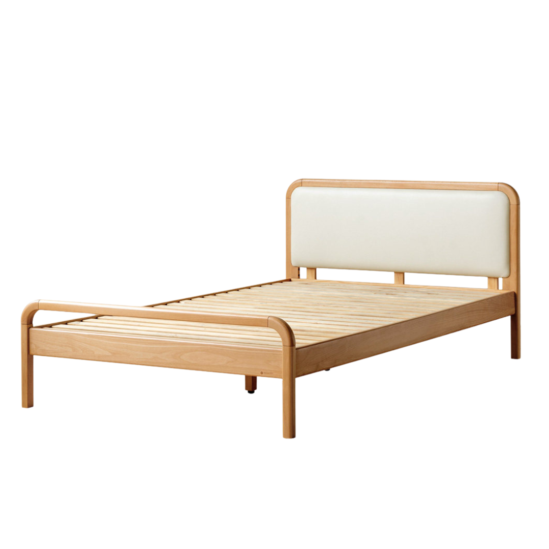 Oak, Beech Solid Wood Children's Princess Bed — Upholstered Genuine, Organic Leather Bed