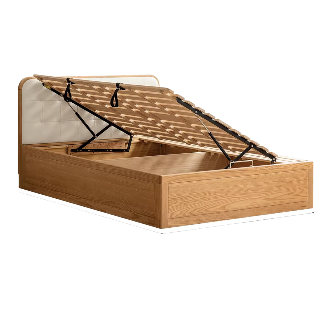 Oak, Rubberwood,Beech Solid Wood Montessori Children's Bed — Soft Upholstered Bed