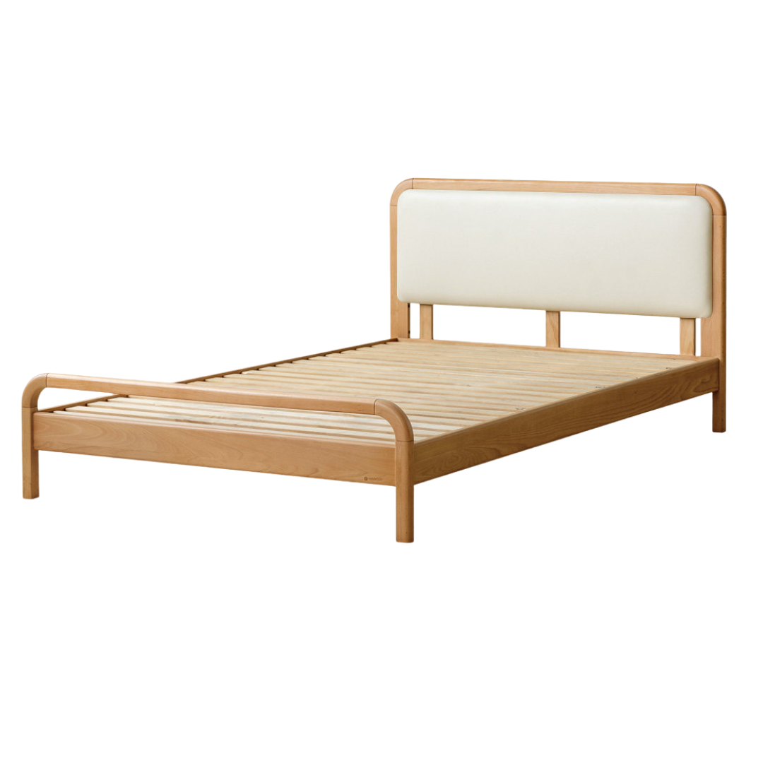 Oak, Beech Solid Wood Children's Princess Bed — Upholstered Genuine, Organic Leather Bed