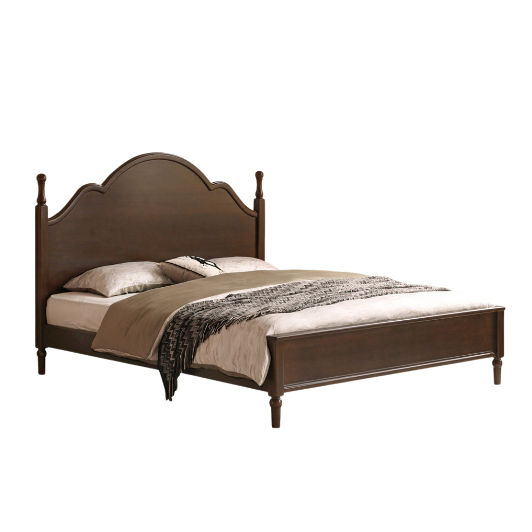 Poplar Solid Wood Adjustable Bed Frame with Arched Spindle Post Headboard