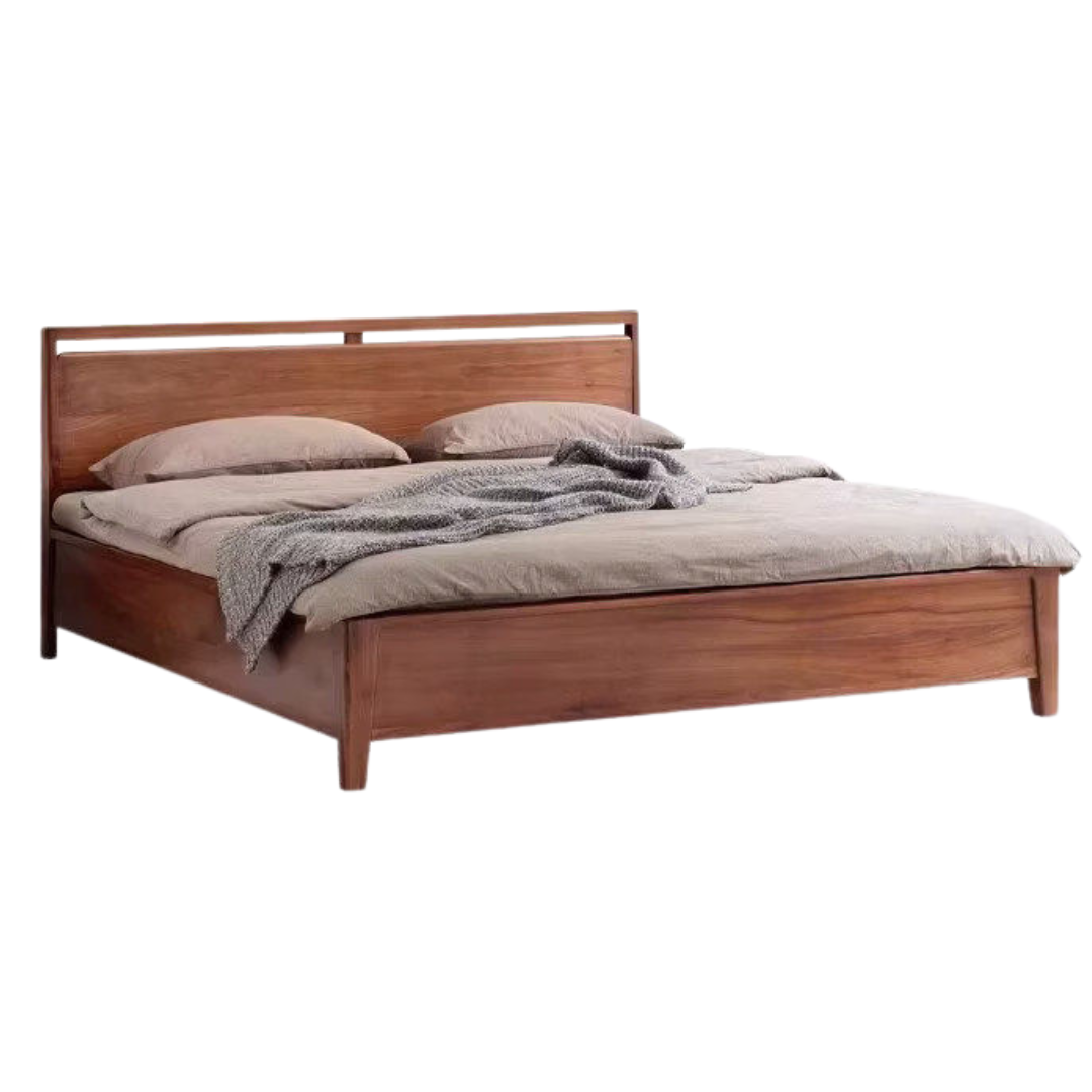 Black Walnut Solid Wood Light Luxury Box Bed