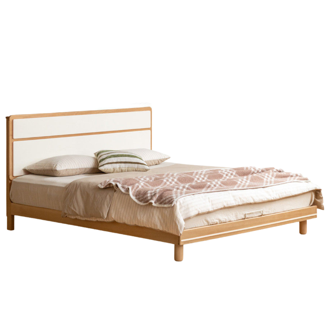 Beech Solid Wood Modern Simple Large Double Edge Bed