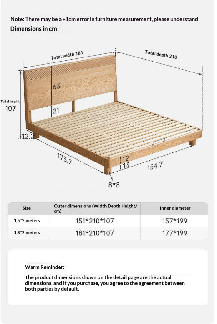 Oak Solid Wood Platform Bed with Grooved Panel Headboard Accent