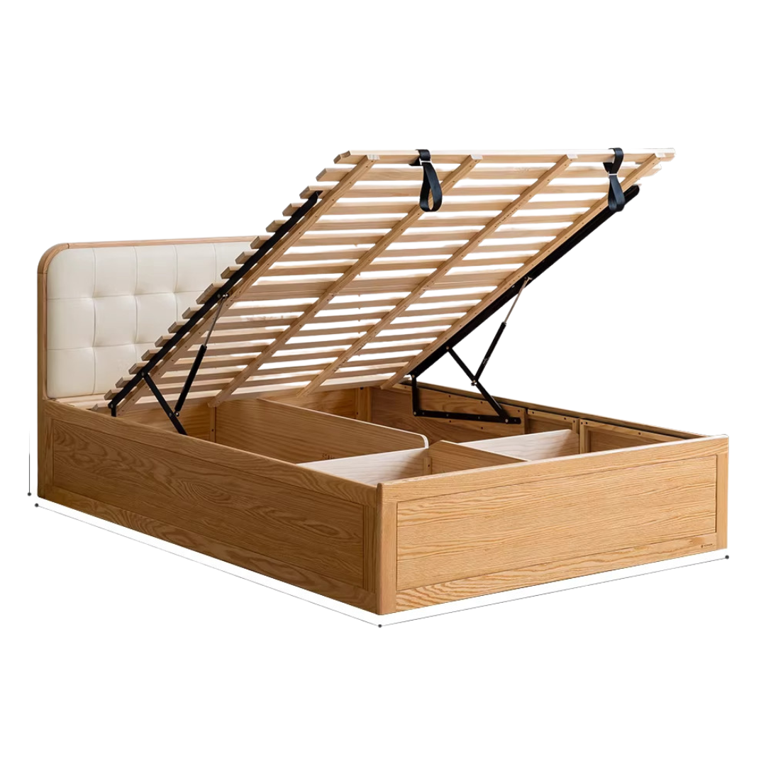 Oak, Rubberwood,Beech Solid Wood Montessori Children's Bed — Soft Upholstered Bed