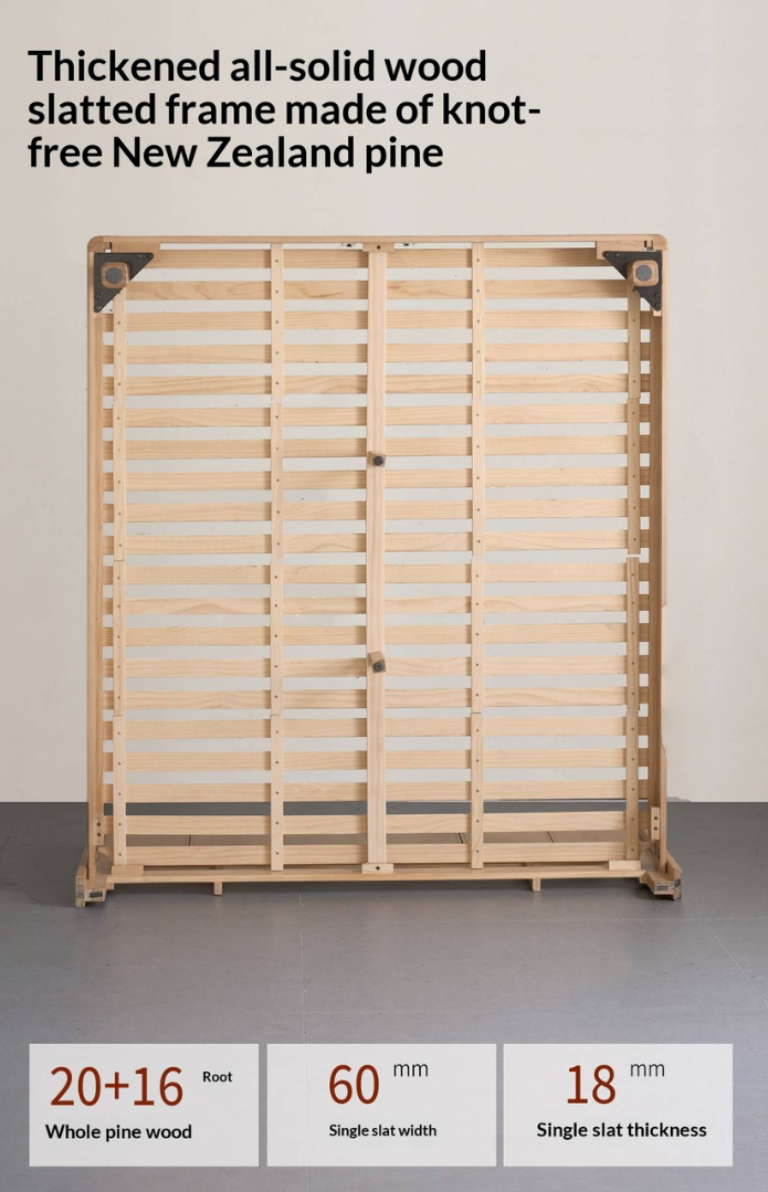 Ash Solid Wood Extra Tall Fluted Wood Headboard Platform Bed