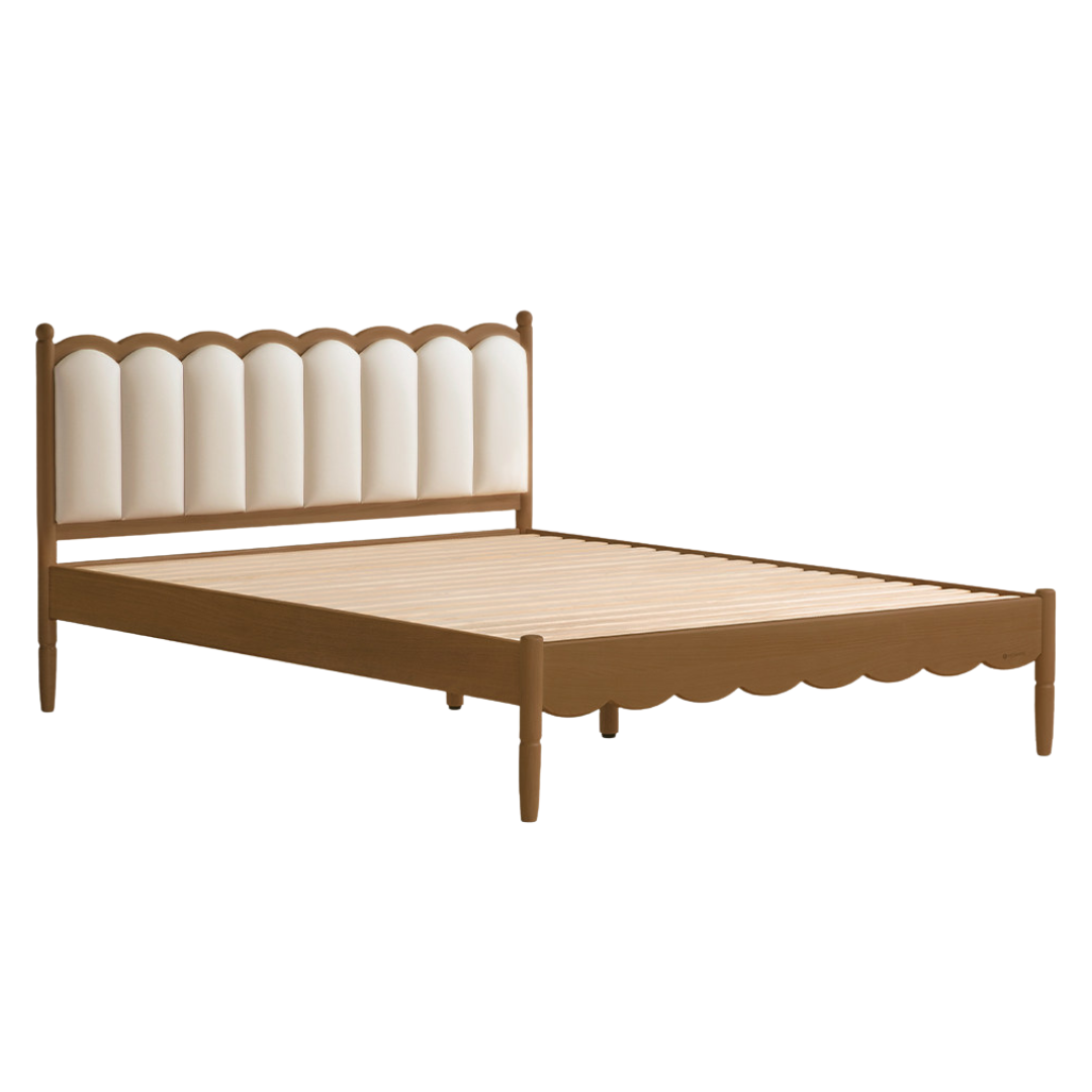 Oak, Beech, Rubberwood Children's Bed — Simple Design with Soft-Padded Headboard