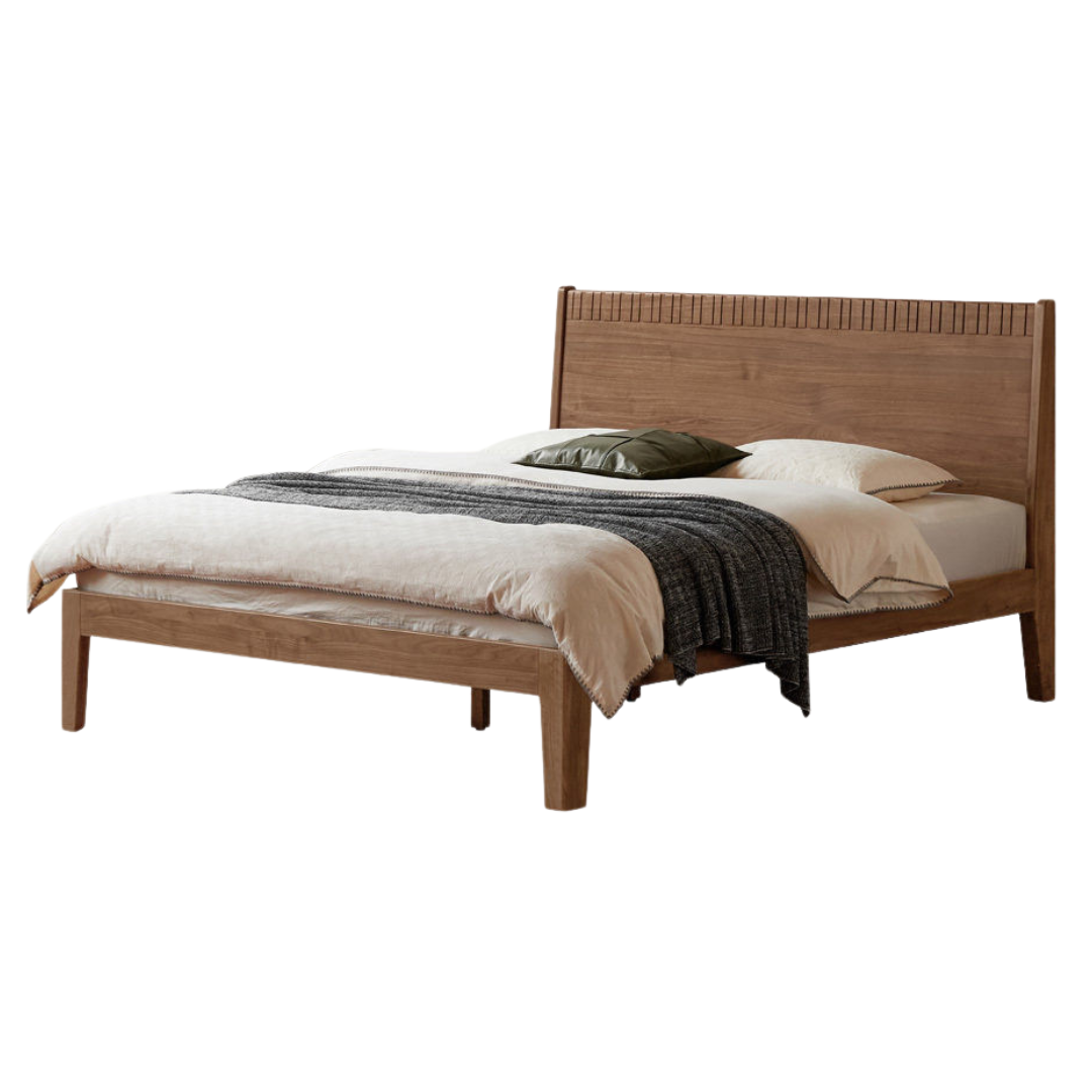Black Walnut Solid Wood Modern Double Bed