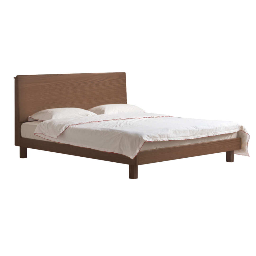 Ash Solid Wood Floating Platform Bed with LED Lights and USB Charging Port