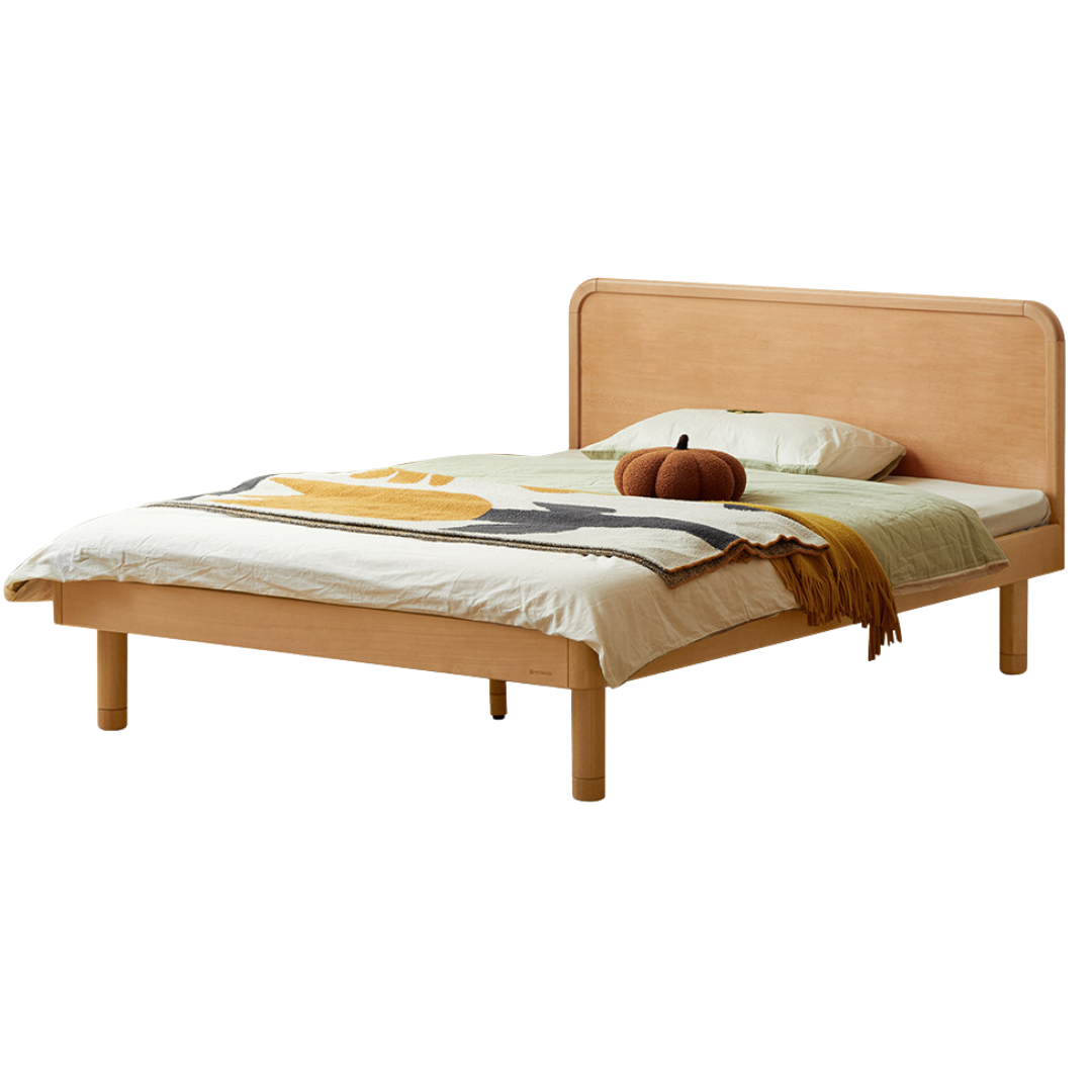 Beech Solid Wood Children's Bed — Montessori Style, Simple Single Bed