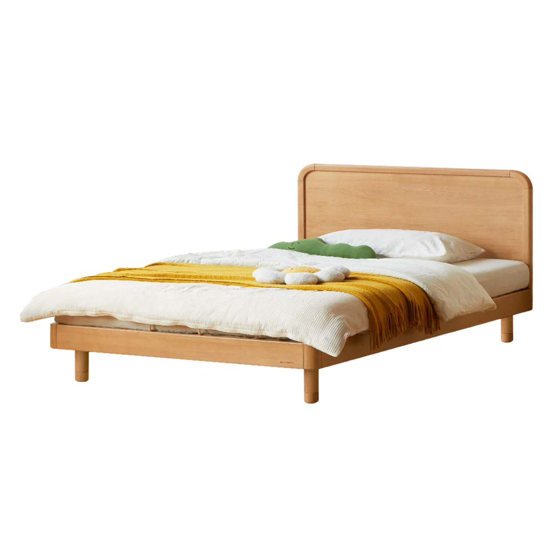 Beech Solid Wood Children's Bed — Montessori Style, Simple Single Bed