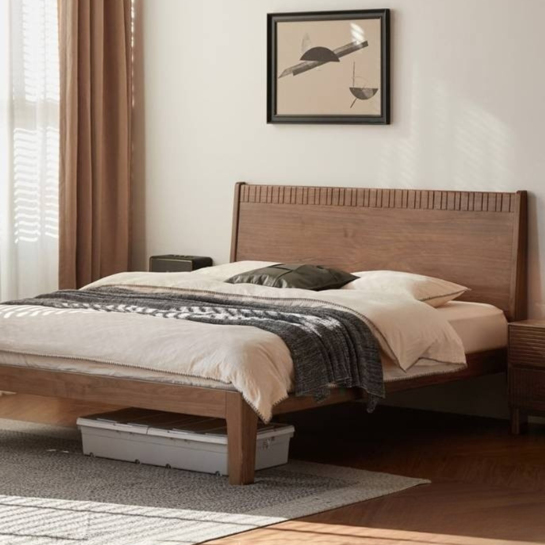 Black Walnut Solid Wood Modern Double Bed