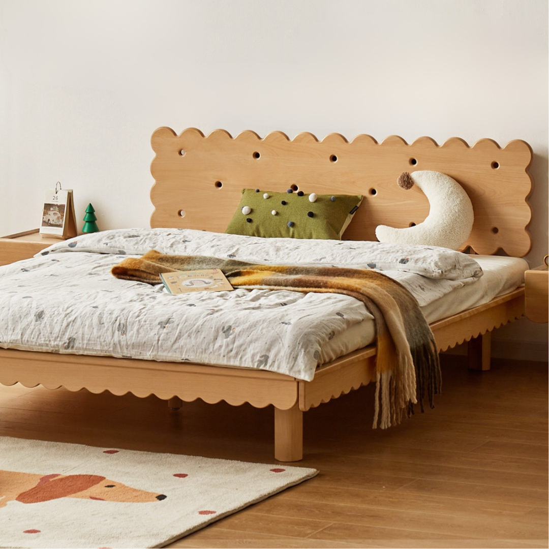 Beech Solid Wood Children's with Scalloped Frame Biscuit Bed