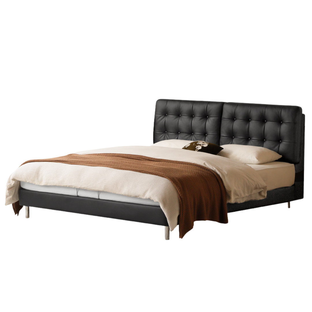 Genuine Leather Bed in Light Luxury Style