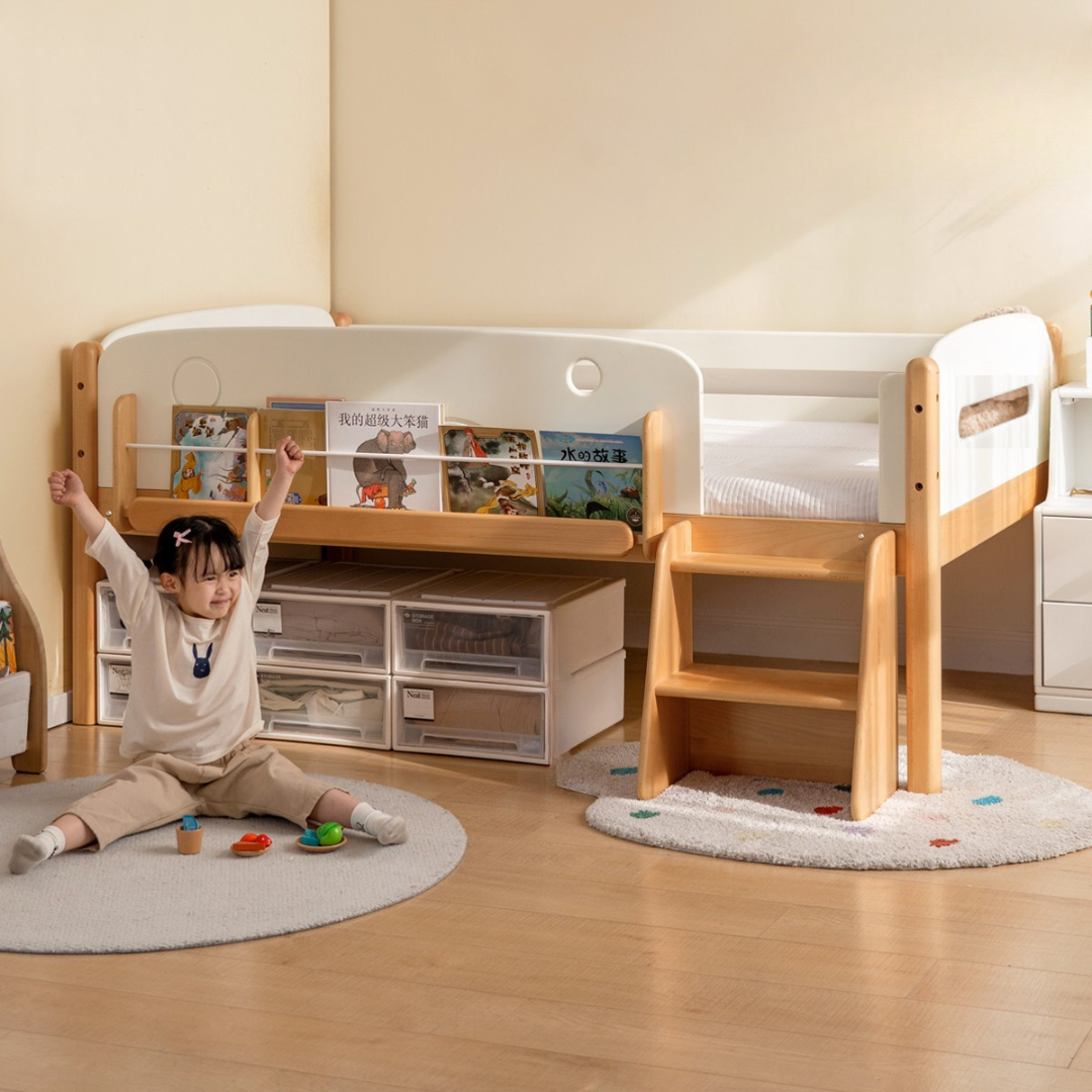 Beech Solid Wood Children's Multifunctional Storage Loft Bed