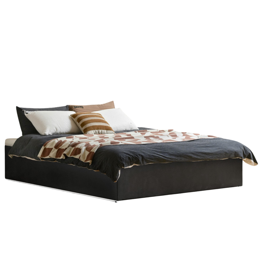 Rubberwood Solid Wood Platform Bed, Headboard-Free Box Bed, Modern Minimalist