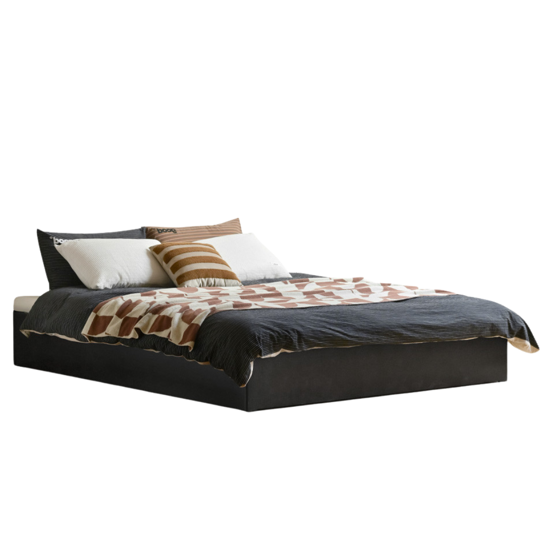 Rubberwood Solid Wood Platform Bed, Headboard-Free Box Bed, Modern Minimalist