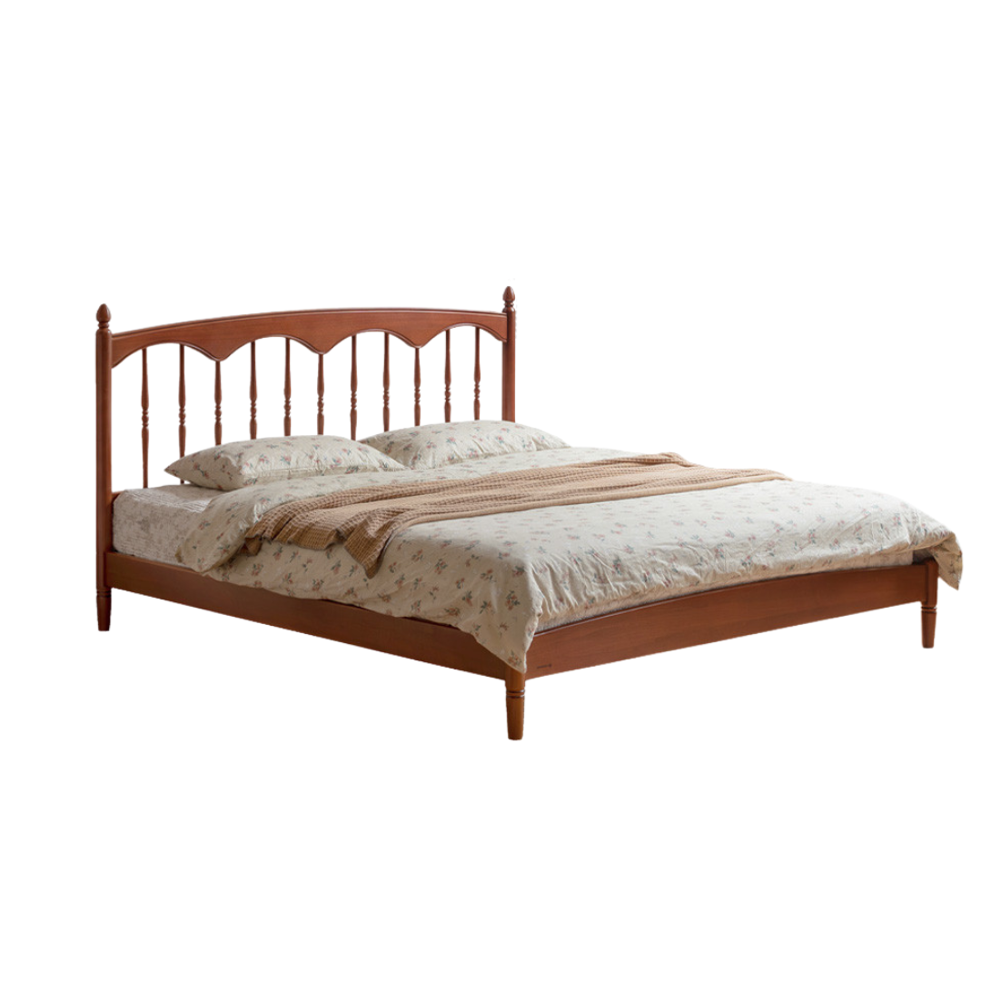 Poplar Solid Wood Windsor Bed, Retro Vintage Style