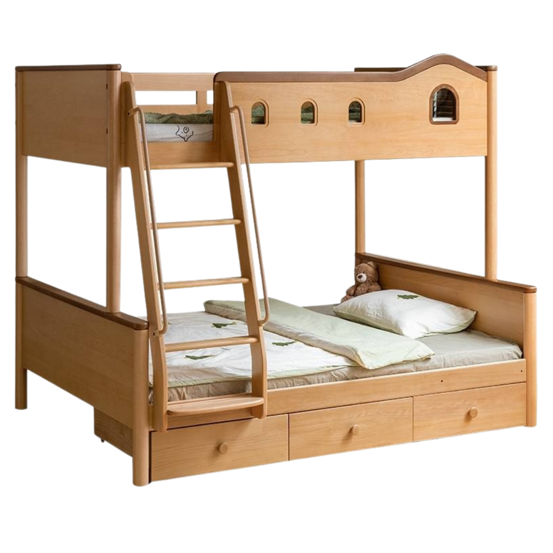 Beech Solid Wood Detachable Bunk Bed with Playful Design
